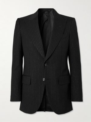 Dyylan Slim-Fit Pinstriped Metallic Wool-Blend Twill Suit Jacket Dyylan Slim-Fit Pinstriped Metallic Wool-Blend Twill Suit Jacket