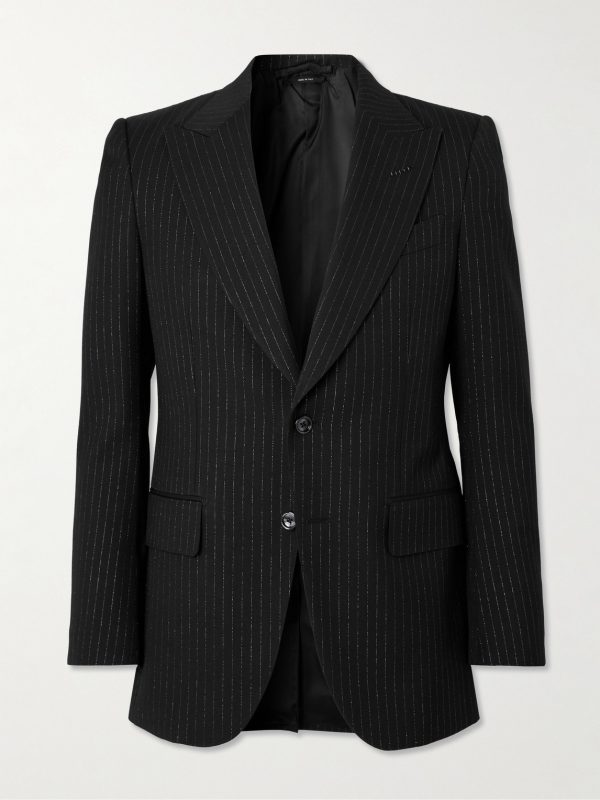 Dyylan Slim-Fit Pinstriped Metallic Wool-Blend Twill Suit Jacket
