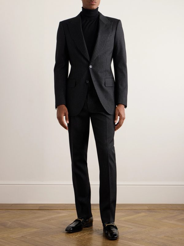Dyylan Slim-Fit Pinstriped Metallic Wool-Blend Twill Suit Jacket - OU
