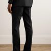 Dyylan Tapered Pinstriped Metallic Wool-Blend Twill Trousers - BK Dyylan Tapered Pinstriped Metallic Wool-Blend Twill Trousers - BK