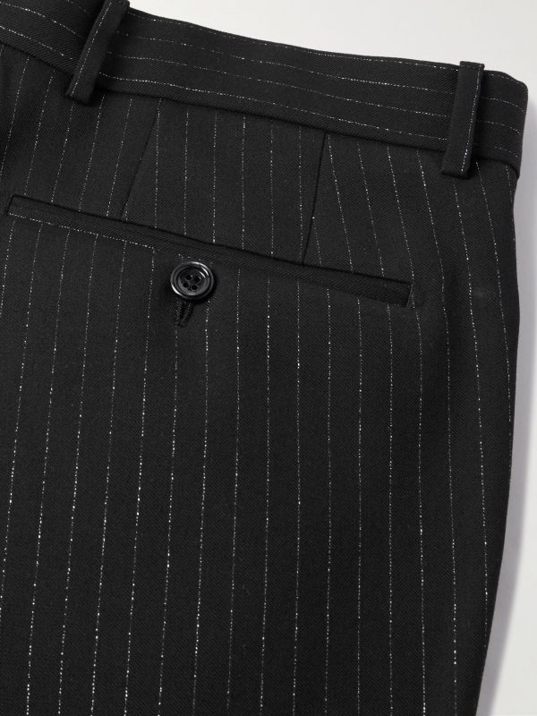 Dyylan Tapered Pinstriped Metallic Wool-Blend Twill Trousers - CU Dyylan Tapered Pinstriped Metallic Wool-Blend Twill Trousers - CU