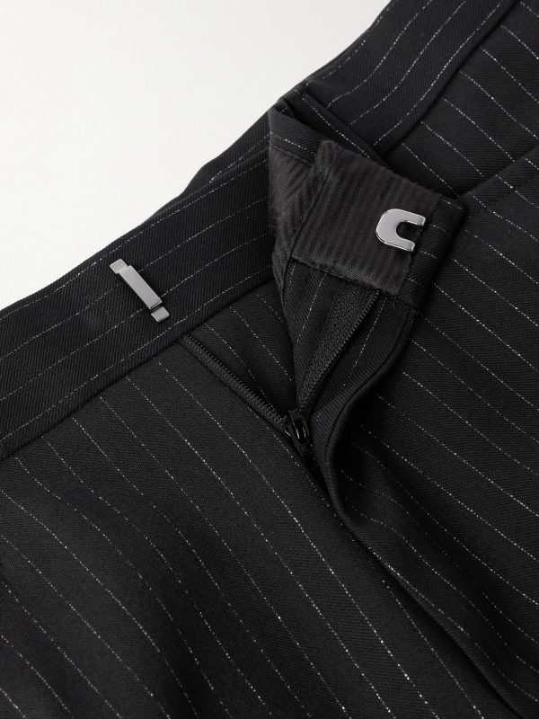 Dyylan Tapered Pinstriped Metallic Wool-Blend Twill Trousers - E1 Dyylan Tapered Pinstriped Metallic Wool-Blend Twill Trousers - E1