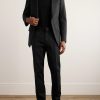 Dyylan Tapered Pinstriped Metallic Wool-Blend Twill Trousers - OU Dyylan Tapered Pinstriped Metallic Wool-Blend Twill Trousers - OU