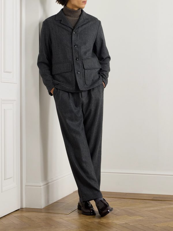 Traveler Herringbone Wool and Cashmere-Blend Shirt Jacket - OU Traveler Herringbone Wool and Cashmere-Blend Shirt Jacket - OU