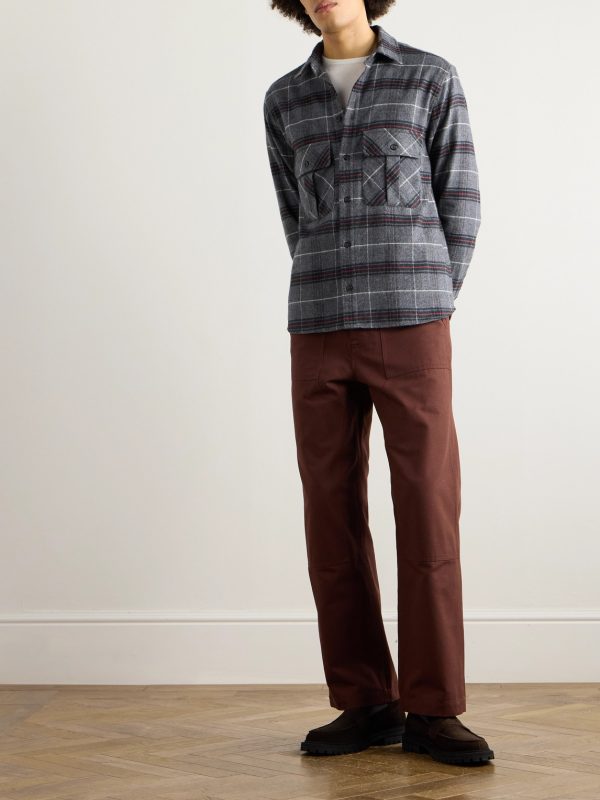 Field Checked Brushed Herringbone Cotton-Flannel Shirt - OU Field Checked Brushed Herringbone Cotton-Flannel Shirt - OU