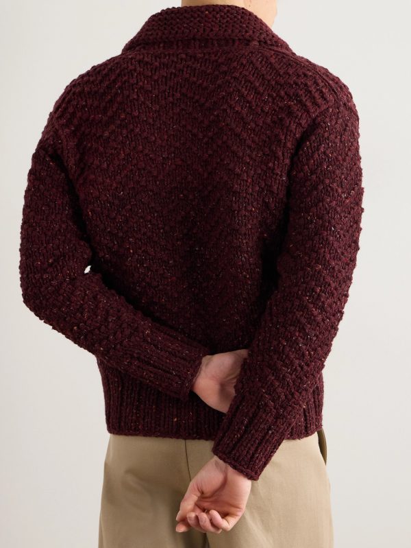 Shawl-Collar Merino Wool Zip-Up Cardigan - BK Shawl-Collar Merino Wool Zip-Up Cardigan - BK
