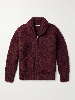 Shawl-Collar Merino Wool Zip-Up Cardigan