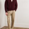 Shawl-Collar Merino Wool Zip-Up Cardigan - OU Shawl-Collar Merino Wool Zip-Up Cardigan - OU