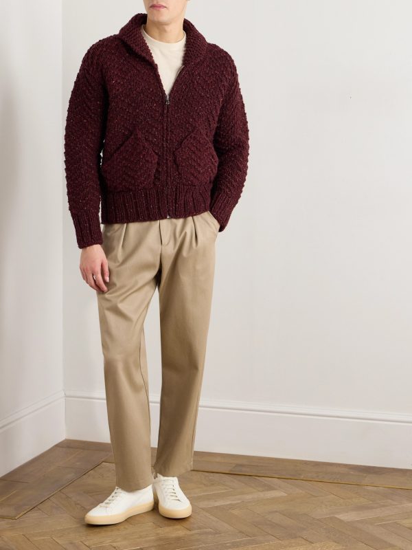 Shawl-Collar Merino Wool Zip-Up Cardigan - OU Shawl-Collar Merino Wool Zip-Up Cardigan - OU