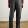Traveler Straight-Leg Pleated Herringbone Wool and Cashmere-Blend Trousers - BK Traveler Straight-Leg Pleated Herringbone Wool and Cashmere-Blend Trousers - BK