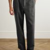 Traveler Straight-Leg Pleated Herringbone Wool and Cashmere-Blend Trousers - FR Traveler Straight-Leg Pleated Herringbone Wool and Cashmere-Blend Trousers - FR