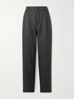 Traveler Straight-Leg Pleated Herringbone Wool and Cashmere-Blend Trousers