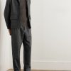 Traveler Straight-Leg Pleated Herringbone Wool and Cashmere-Blend Trousers - OU Traveler Straight-Leg Pleated Herringbone Wool and Cashmere-Blend Trousers - OU