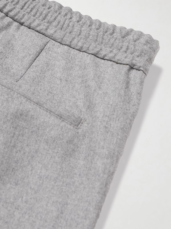 Tapered Pleated Virgin Wool-Flannel Drawstring Trousers - CU Tapered Pleated Virgin Wool-Flannel Drawstring Trousers - CU