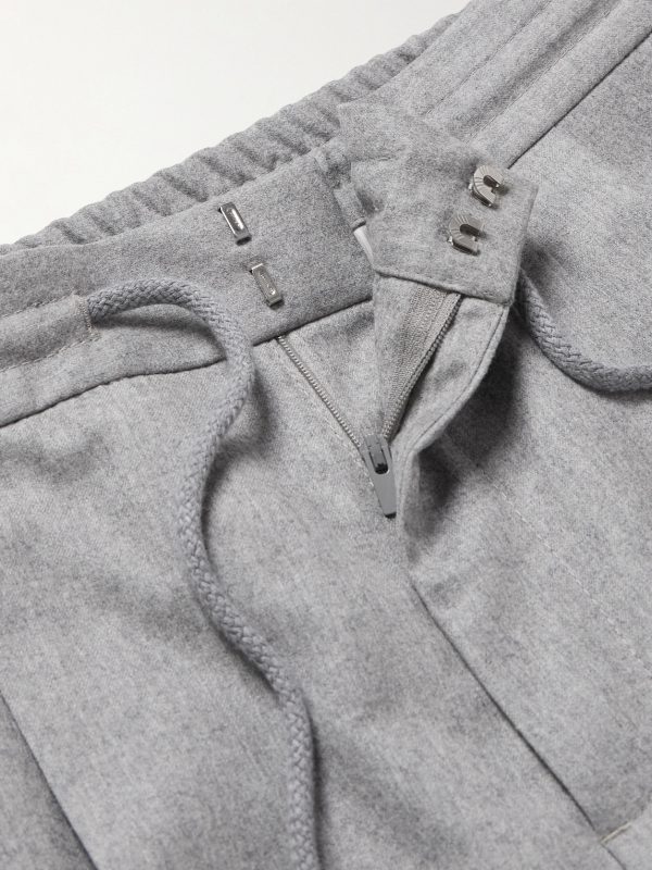 Tapered Pleated Virgin Wool-Flannel Drawstring Trousers - E1 Tapered Pleated Virgin Wool-Flannel Drawstring Trousers - E1