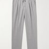 Tapered Pleated Virgin Wool-Flannel Drawstring Trousers Tapered Pleated Virgin Wool-Flannel Drawstring Trousers