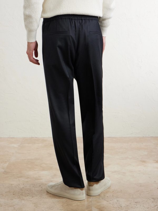 Tapered Pleated Virgin Wool-Flannel Drawstring Trousers - BK Tapered Pleated Virgin Wool-Flannel Drawstring Trousers - BK
