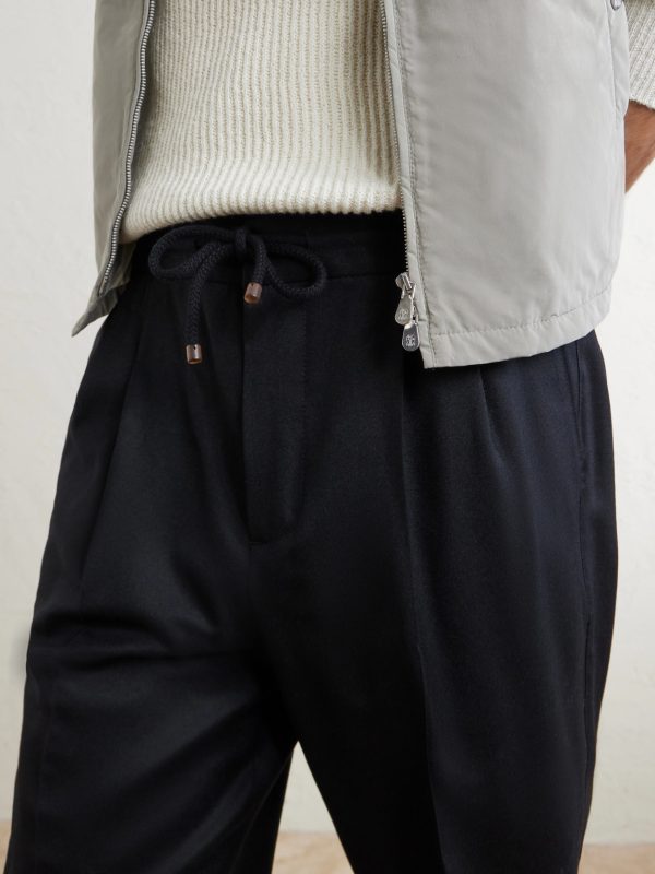 Tapered Pleated Virgin Wool-Flannel Drawstring Trousers - CU Tapered Pleated Virgin Wool-Flannel Drawstring Trousers - CU