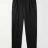 Tapered Pleated Virgin Wool-Flannel Drawstring Trousers Tapered Pleated Virgin Wool-Flannel Drawstring Trousers