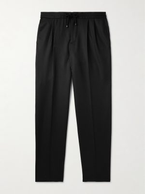 Tapered Pleated Virgin Wool-Flannel Drawstring Trousers Tapered Pleated Virgin Wool-Flannel Drawstring Trousers