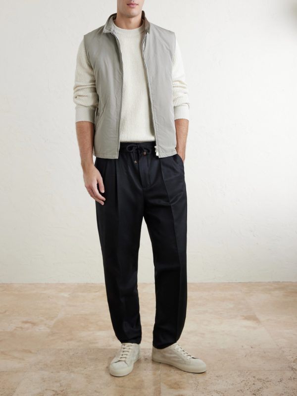 Tapered Pleated Virgin Wool-Flannel Drawstring Trousers - OU Tapered Pleated Virgin Wool-Flannel Drawstring Trousers - OU