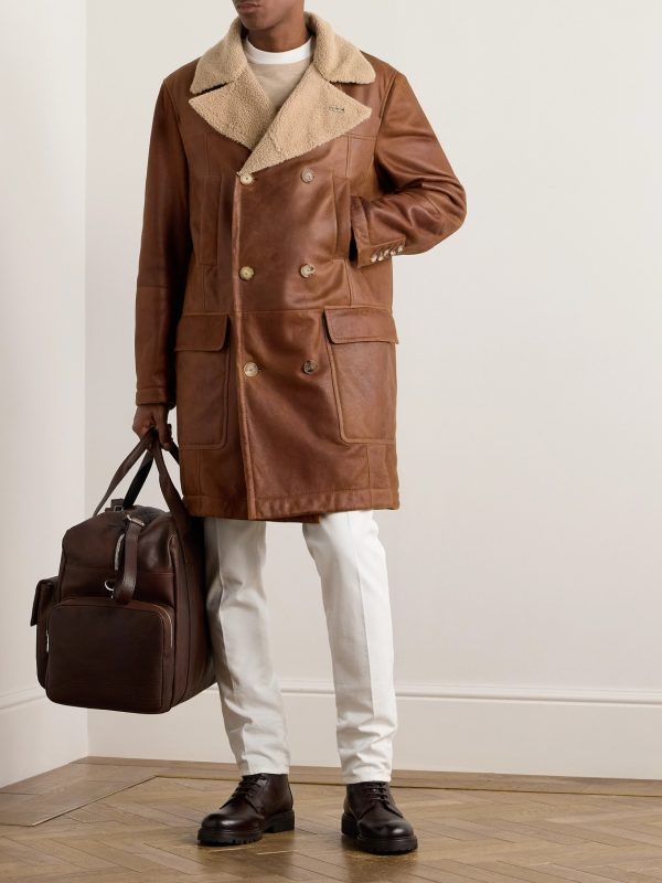 Double-Breasted Shearling Peacoat - OU Double-Breasted Shearling Peacoat - OU