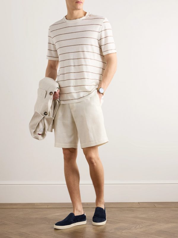 Straight-Leg Linen, Silk, Wool and Cotton-Blend Bermuda Shorts - OU Straight-Leg Linen, Silk, Wool and Cotton-Blend Bermuda Shorts - OU