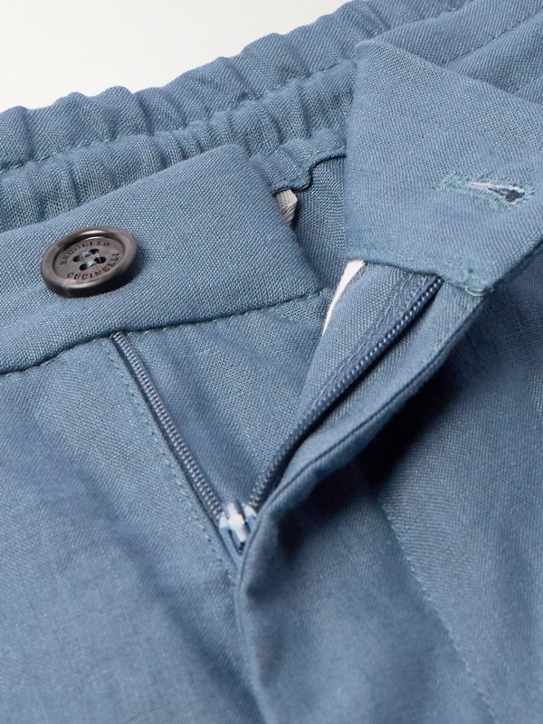 Straight-Leg Pleated Linen Suit Trousers - E1 Straight-Leg Pleated Linen Suit Trousers - E1