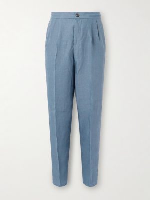 Straight-Leg Pleated Linen Suit Trousers Straight-Leg Pleated Linen Suit Trousers