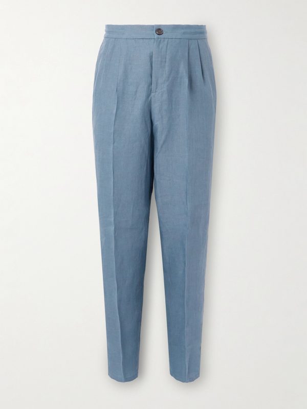 Straight-Leg Pleated Linen Suit Trousers Straight-Leg Pleated Linen Suit Trousers