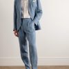 Straight-Leg Pleated Linen Suit Trousers - OU Straight-Leg Pleated Linen Suit Trousers - OU