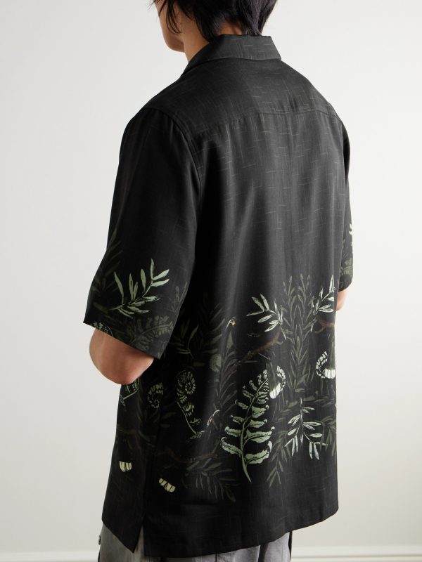 Camp-Collar Printed Lyocell-Twill Shirt - BK Camp-Collar Printed Lyocell-Twill Shirt - BK