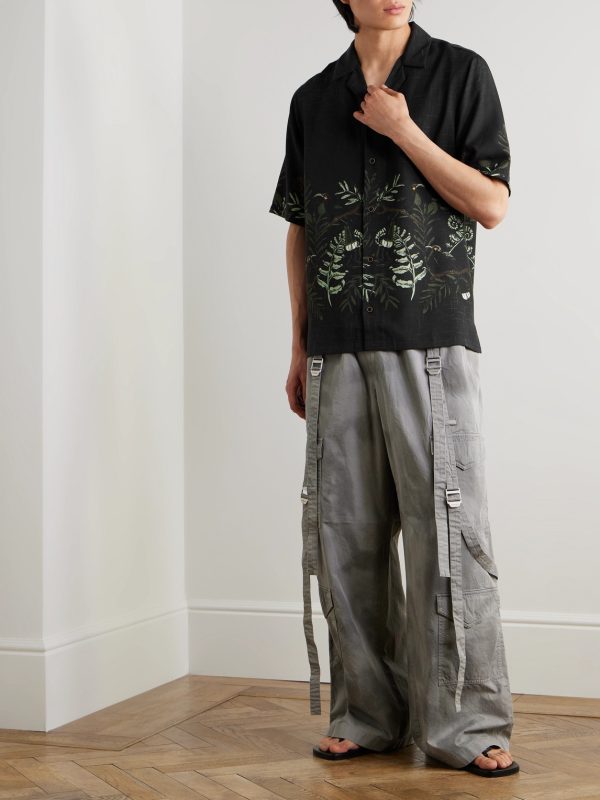 Camp-Collar Printed Lyocell-Twill Shirt - OU Camp-Collar Printed Lyocell-Twill Shirt - OU