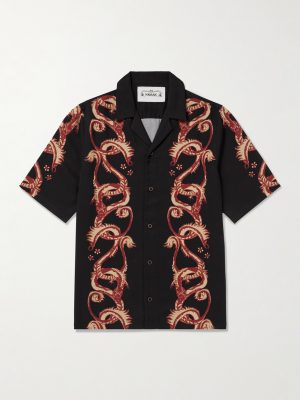 Taniwha Camp-Collar Printed Lyocell-Twill Shirt