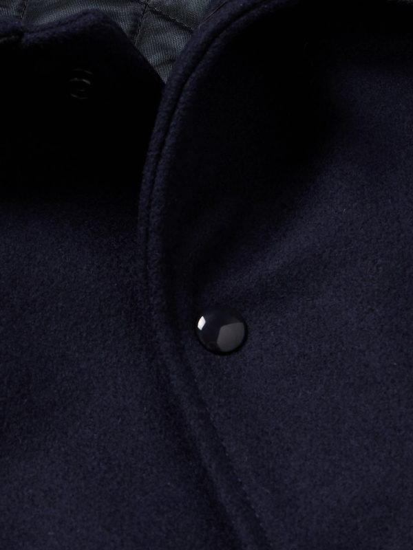 Padded Wool-Blend Felt and Cracked Glossed-Leather Varsity Jacket - CU