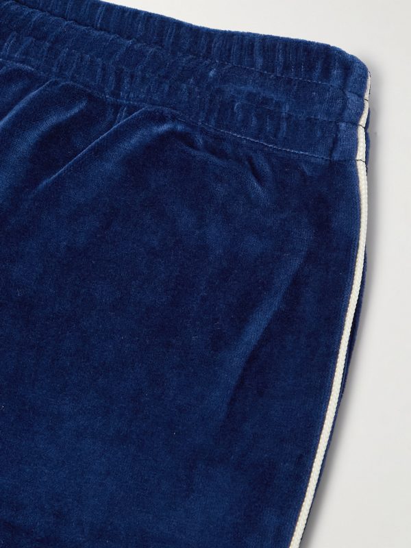 Straight-Leg Logo-Embroidered Cotton-Blend Velour Track Pants - CU