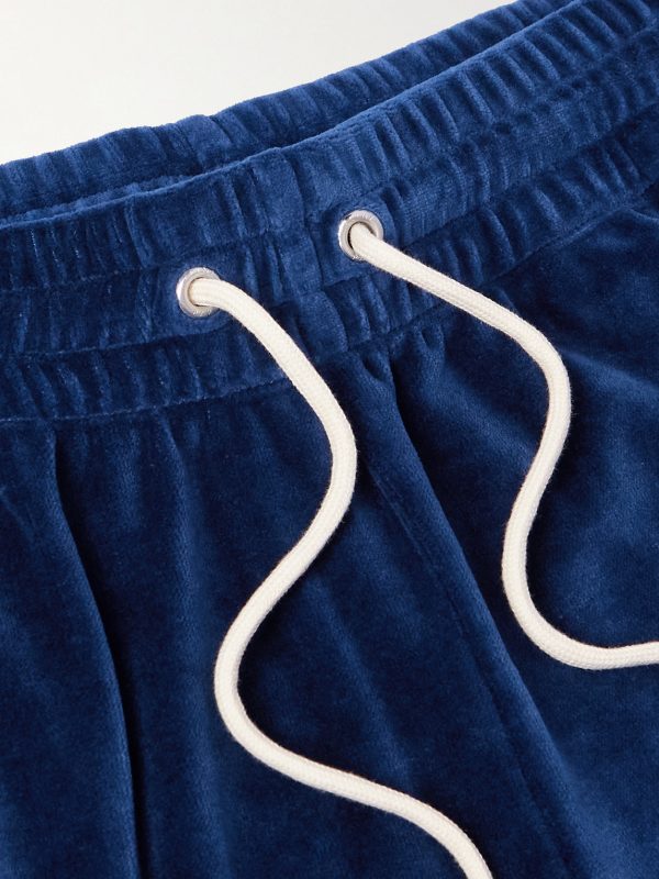 Straight-Leg Logo-Embroidered Cotton-Blend Velour Track Pants - E1