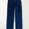 Straight-Leg Logo-Embroidered Cotton-Blend Velour Track Pants
