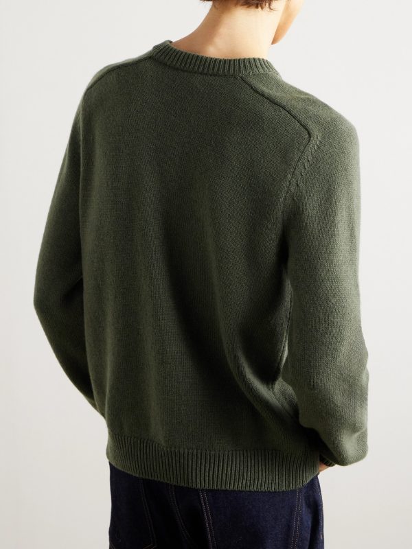 Triomphe Slim-Fit Logo-Embroidered Wool and Cashmere-Blend Sweater - BK Triomphe Slim-Fit Logo-Embroidered Wool and Cashmere-Blend Sweater - BK