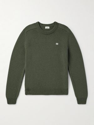 Triomphe Slim-Fit Logo-Embroidered Wool and Cashmere-Blend Sweater Triomphe Slim-Fit Logo-Embroidered Wool and Cashmere-Blend Sweater