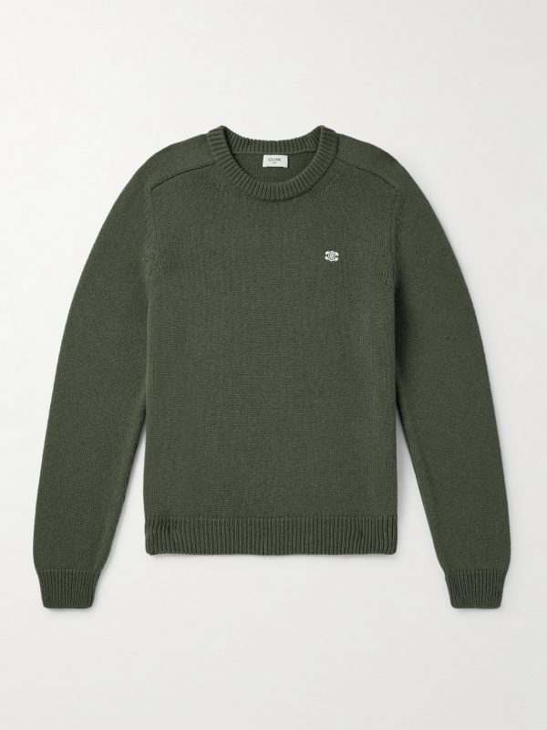 Triomphe Slim-Fit Logo-Embroidered Wool and Cashmere-Blend Sweater Triomphe Slim-Fit Logo-Embroidered Wool and Cashmere-Blend Sweater