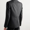 Slim-Fit Double-Breasted Pinstriped Brushed Wool-Twill Suit Jacket - BK