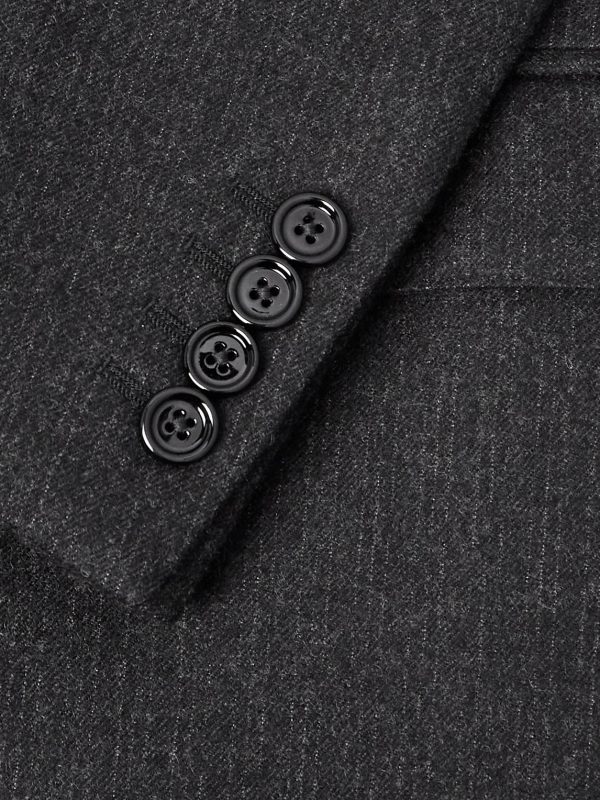 Slim-Fit Double-Breasted Pinstriped Brushed Wool-Twill Suit Jacket - CU