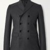 Slim-Fit Double-Breasted Pinstriped Brushed Wool-Twill Suit Jacket