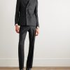 Slim-Fit Double-Breasted Pinstriped Brushed Wool-Twill Suit Jacket - OU