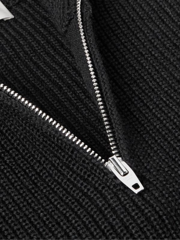 Logo-Embroidered Ribbed Wool Half-Zip Sweater - CU Logo-Embroidered Ribbed Wool Half-Zip Sweater - CU