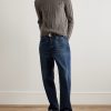 Logo-Embroidered Suede-Trimmed Cable-Knit Cashmere Sweater - OU Logo-Embroidered Suede-Trimmed Cable-Knit Cashmere Sweater - OU