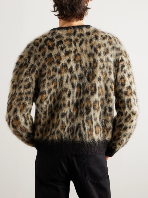 Cropped Leopard-Print Mohair-Blend Cardigan - BK