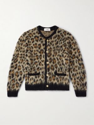 Cropped Leopard-Print Mohair-Blend Cardigan Cropped Leopard-Print Mohair-Blend Cardigan