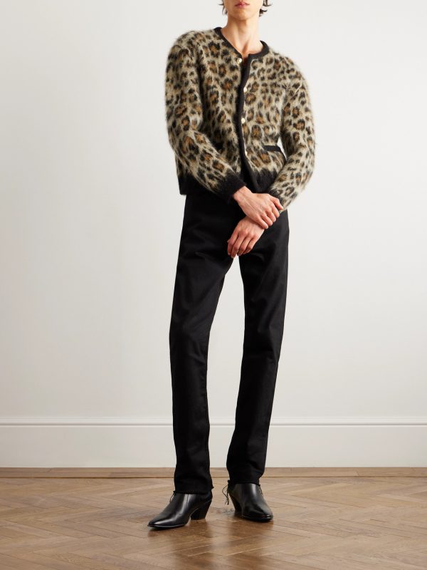 Cropped Leopard-Print Mohair-Blend Cardigan - OU